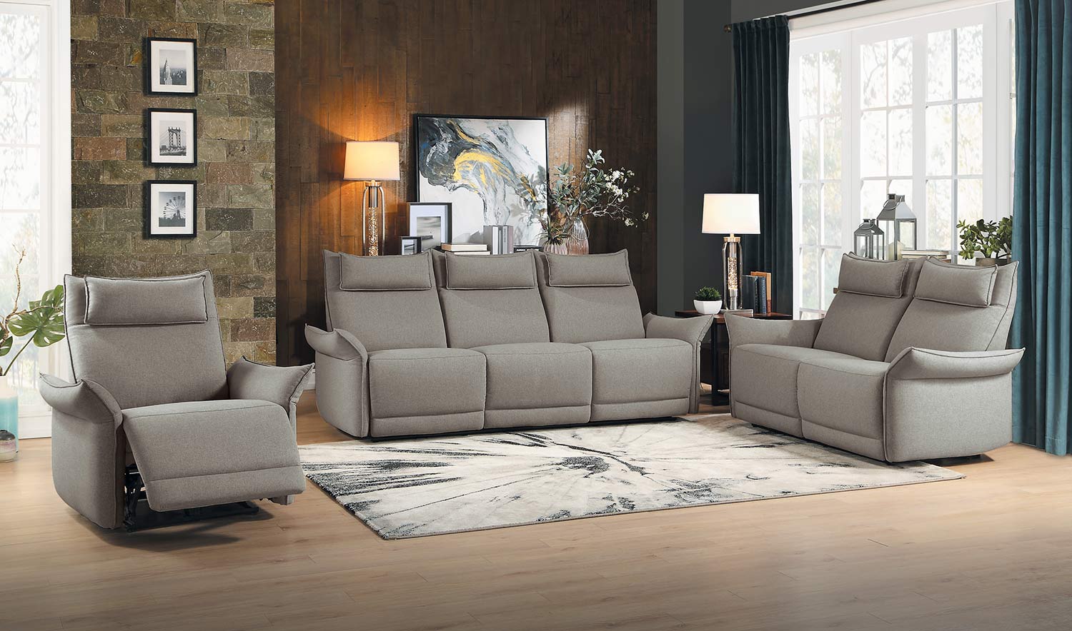 Homelegance Linette Power Reclining Sofa Set - Taupe Homelegance Linette Power Reclining Sofa Set - Taupe