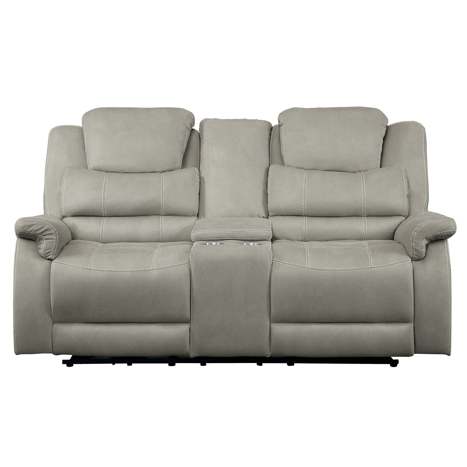 Homelegance Shola Power Double Reclining Love Seat with Center Console and Power Headrests - Gray
