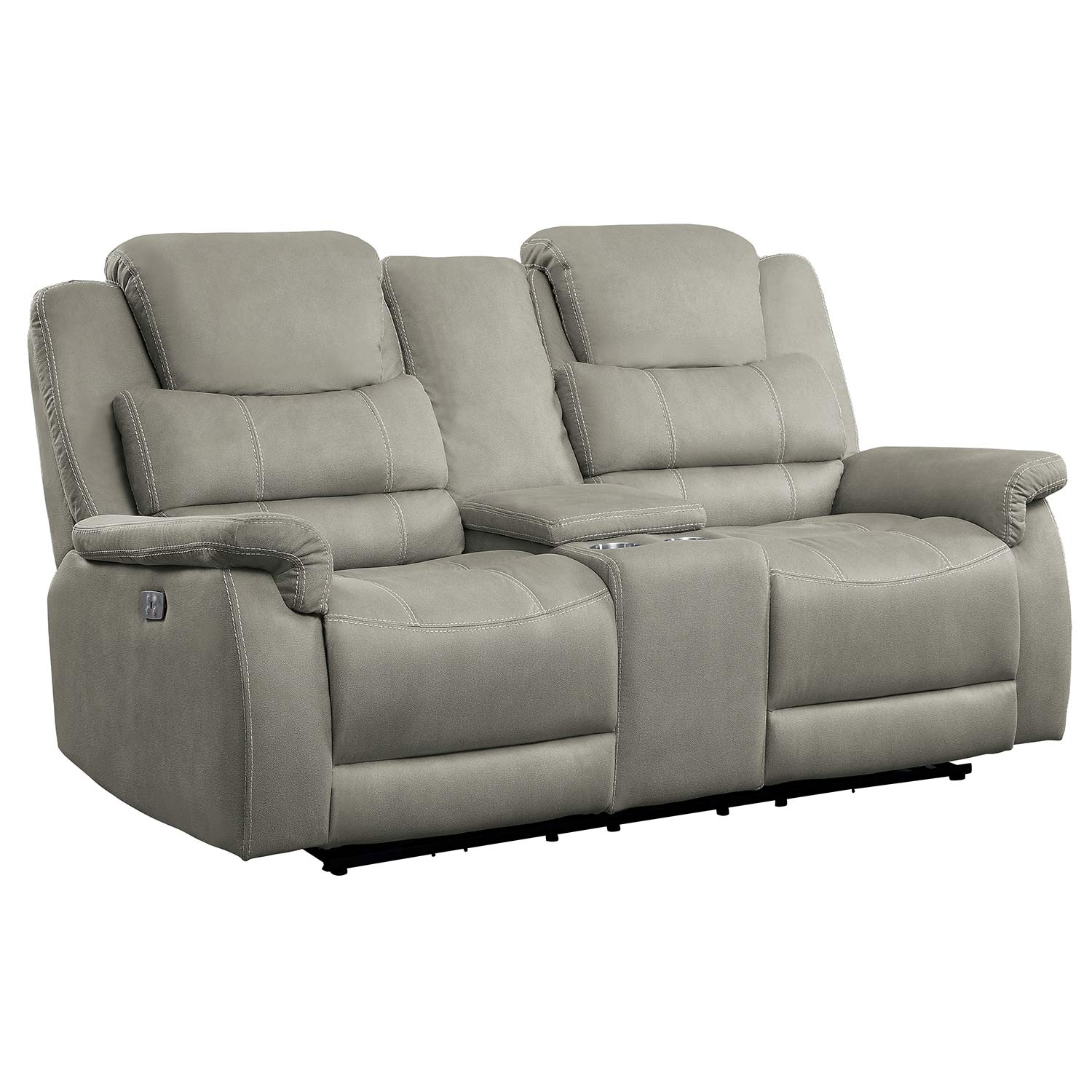Homelegance Shola Double Glider Reclining Love Seat with Center Console - Gray