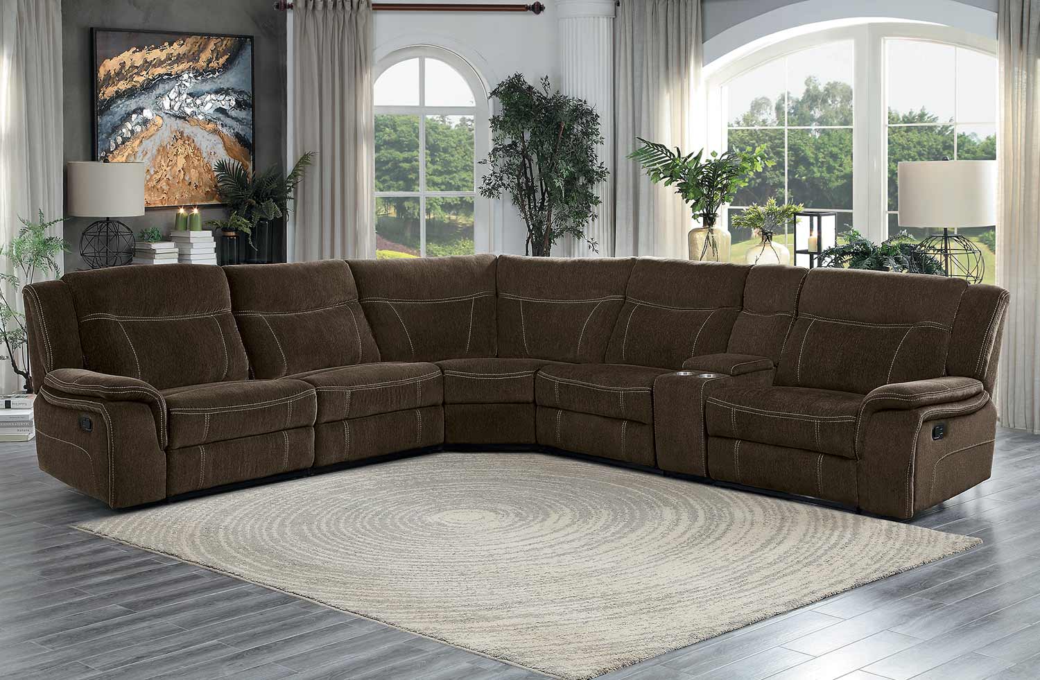 Homelegance Annabelle Reclining Sectional Sofa Set - Brown Homelegance Annabelle Reclining Sectional Sofa Set - Brown