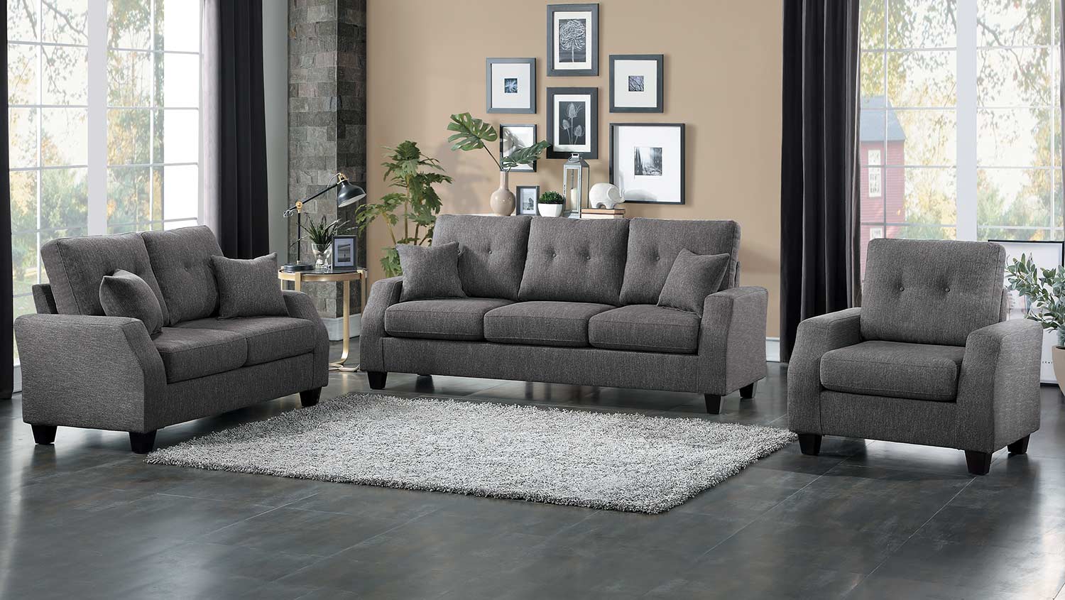 Homelegance Vossel Sofa Set - Gray Homelegance Vossel Sofa Set - Gray