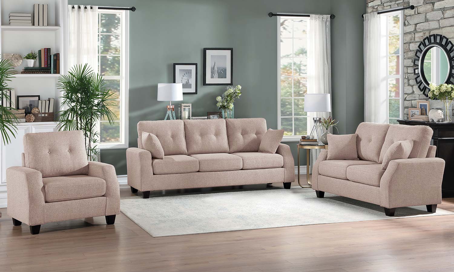 Homelegance Vossel Sofa Set - Sand Homelegance Vossel Sofa Set - Sand