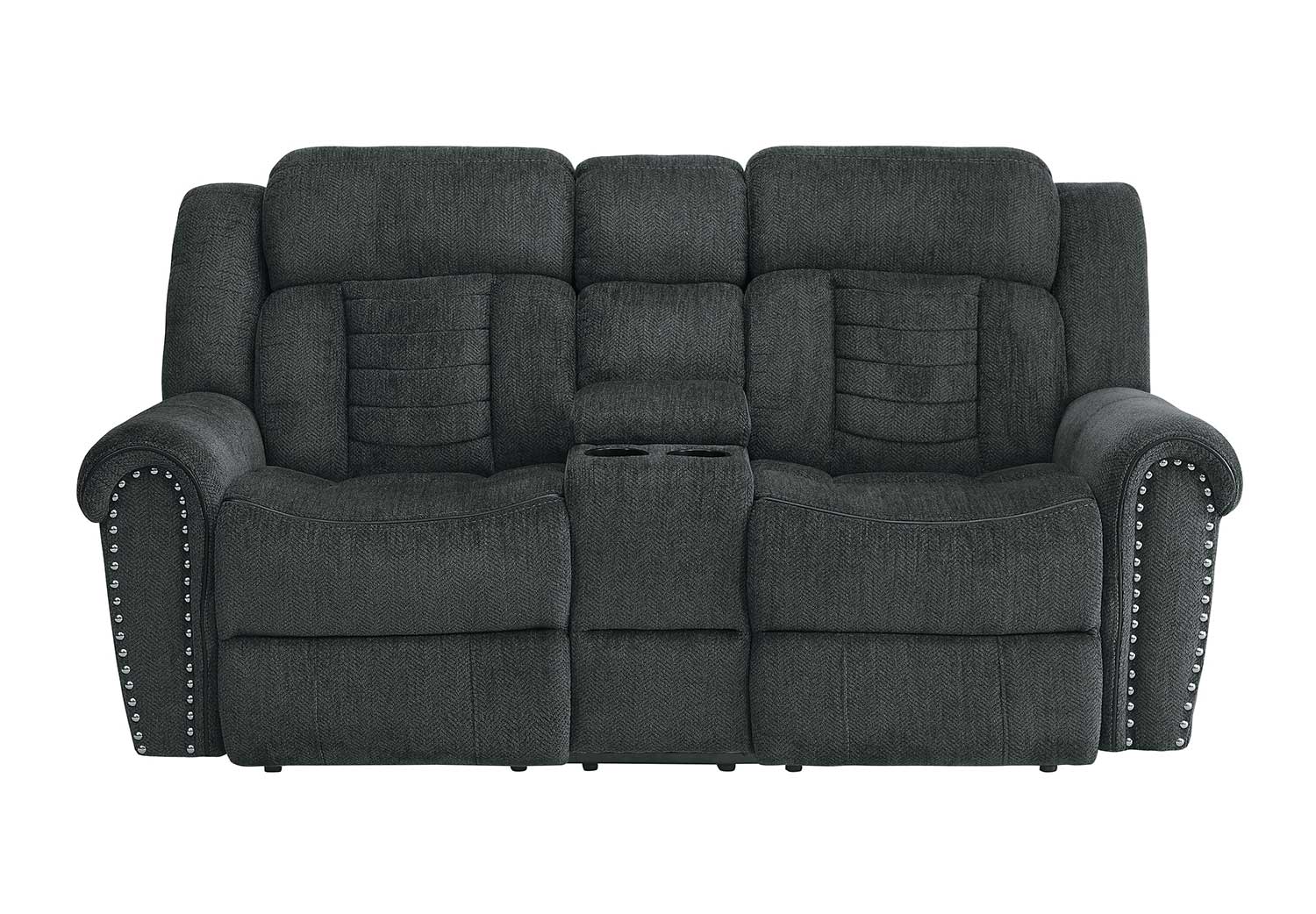 Homelegance Nutmeg Double Reclining Love Seat With Center Console - Charcoal Gray