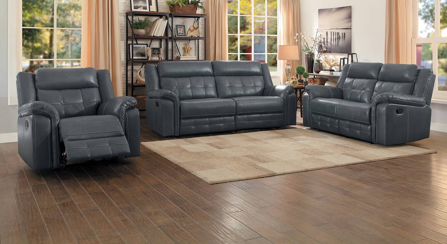 Homelegance Keridge Double Reclining Sofa Set - Gray AireHyde Homelegance Keridge Double Reclining Sofa Set - Gray AireHyde