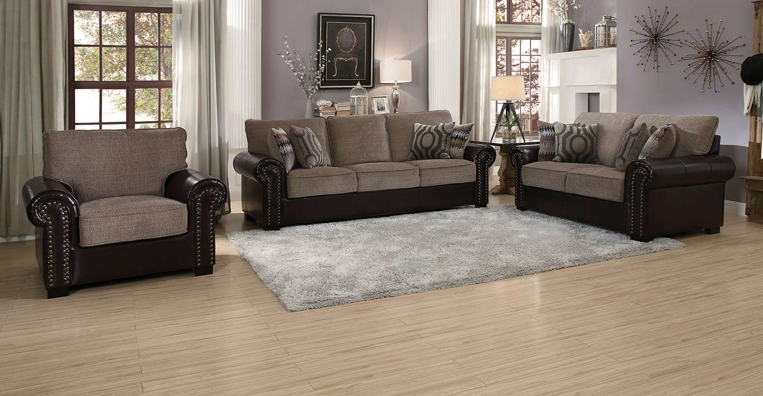 Homelegance Boykin Sofa Set - Brown Chenille Homelegance Boykin Sofa Set - Brown Chenille