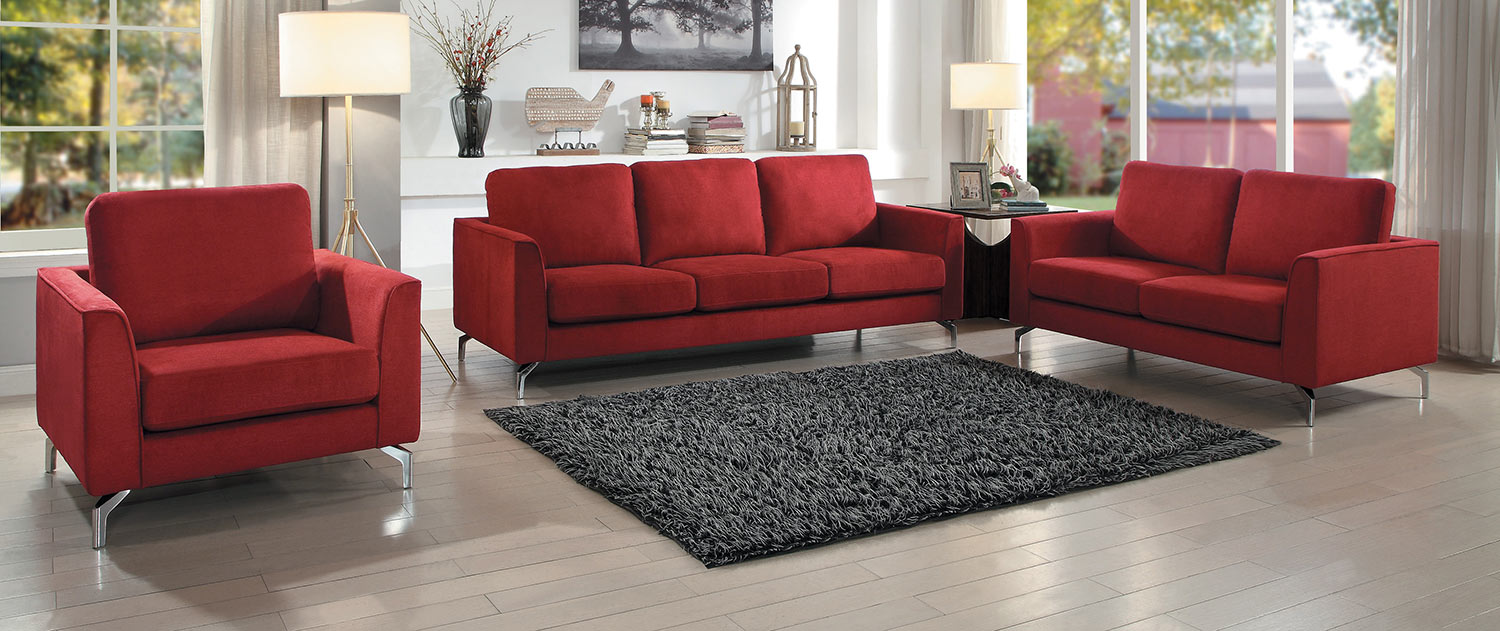 Homelegance Canaan Sofa Set - Red Homelegance Canaan Sofa Set - Red
