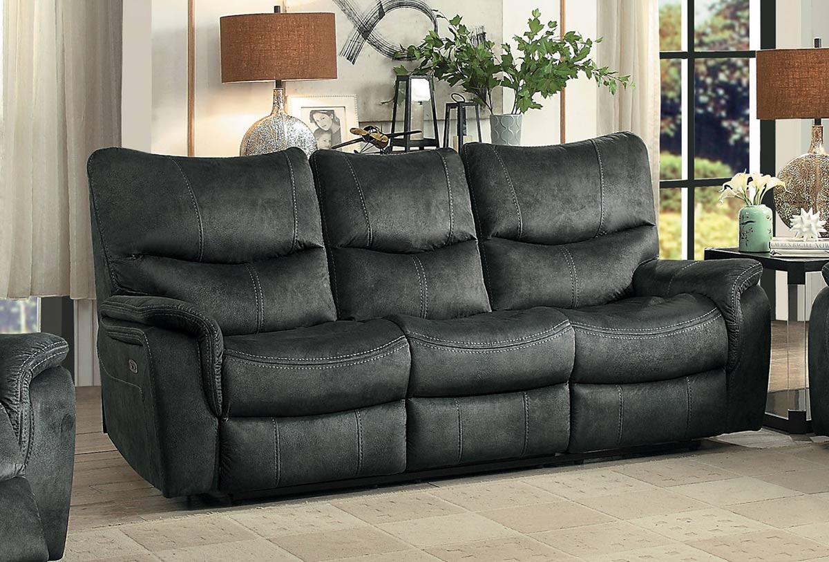 Homelegance Goby Power Double Reclining Sofa With Power Headrests - Dark Gray Homelegance Goby Power Double Reclining Sofa With Power Headrests - Dark Gray