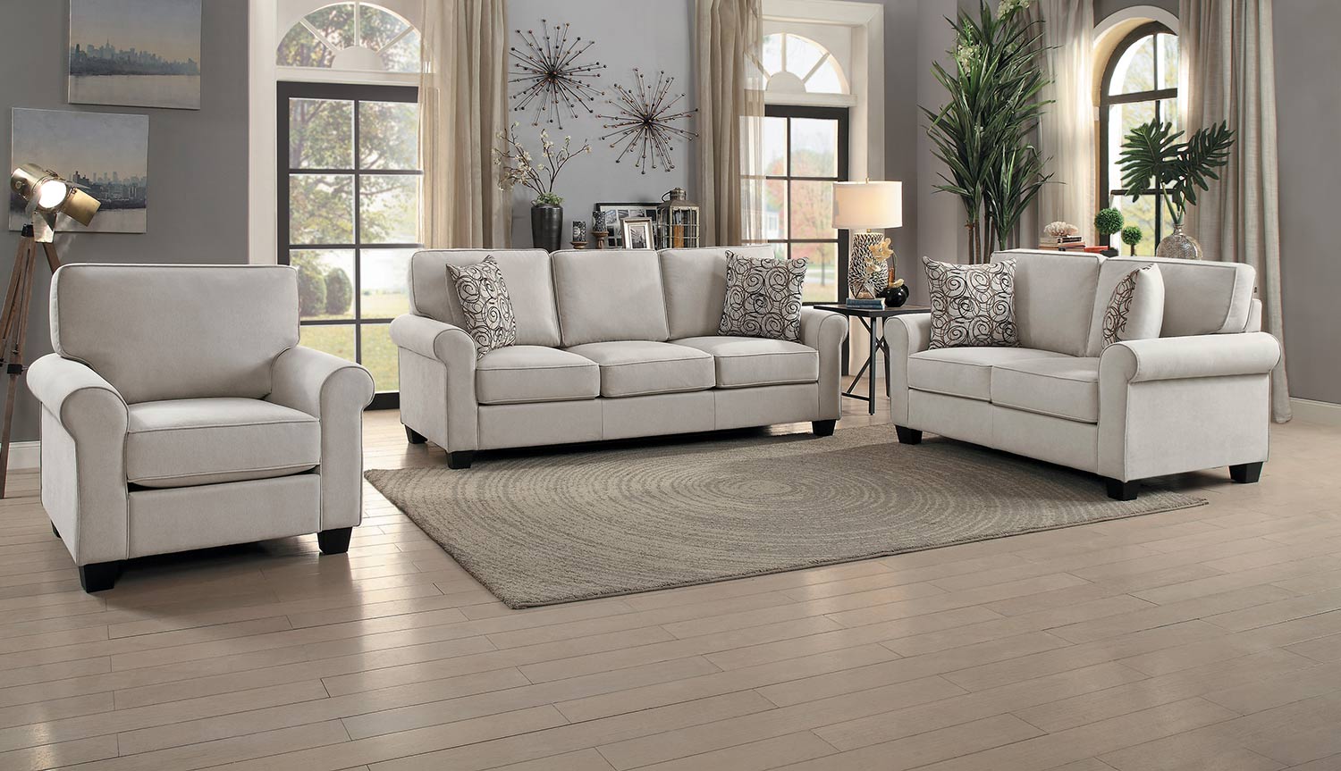 Homelegance Selkirk Sofa Set - Sand Fabric Homelegance Selkirk Sofa Set - Sand Fabric
