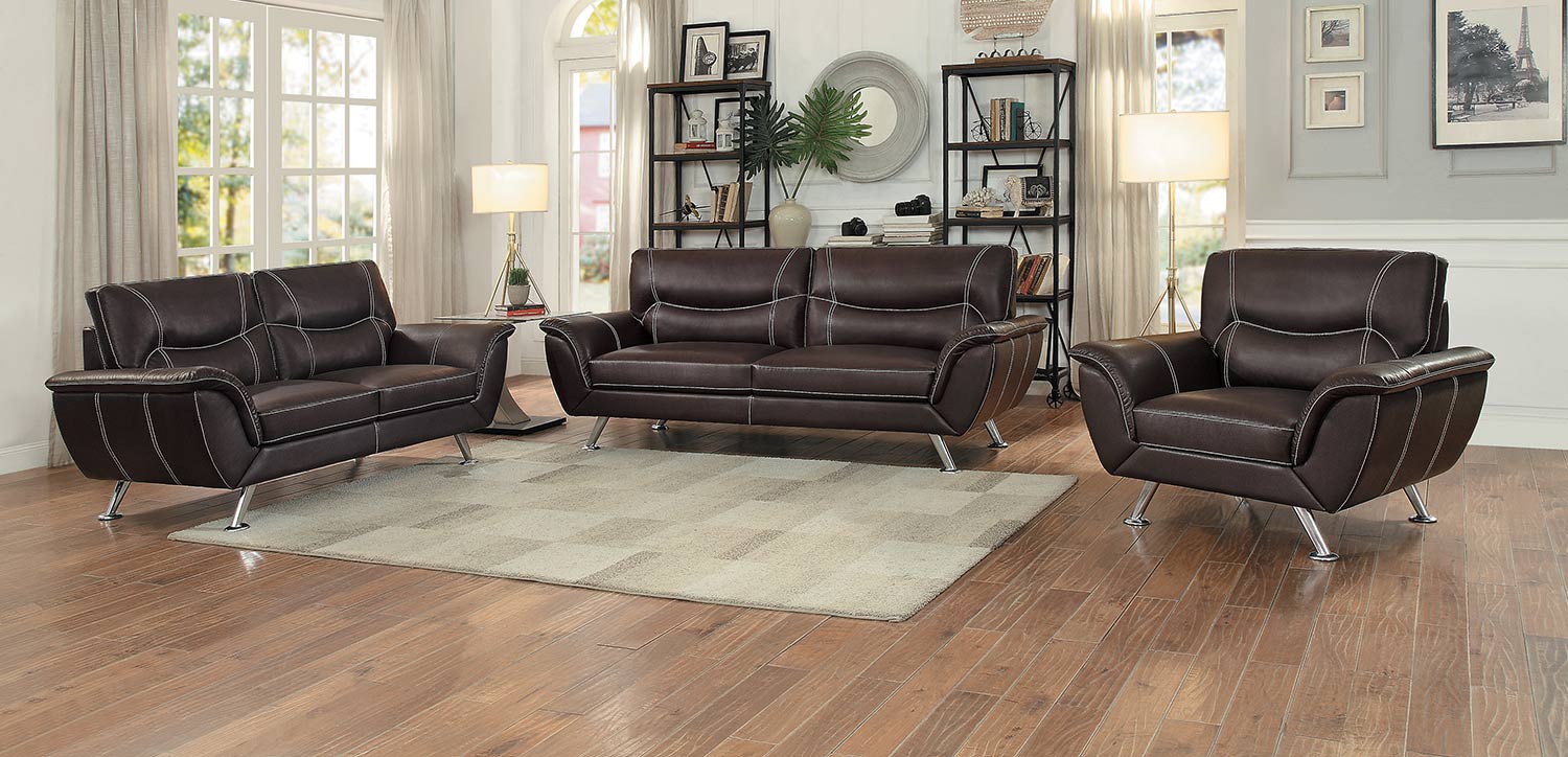 Homelegance Jambul Sofa Set - Dark Brown - Dark brown bi-cast vinyl Homelegance Jambul Sofa Set - Dark Brown - Dark brown bi-cast vinyl