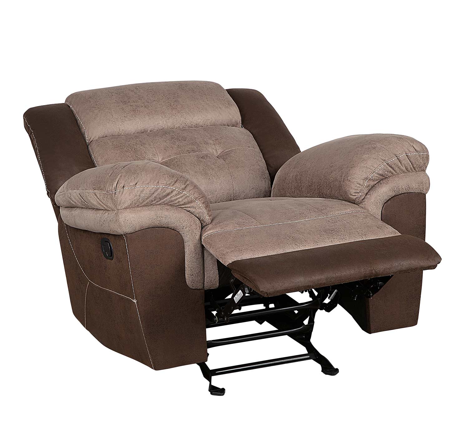 Homelegance Chai Glider Reclining Chair - Brown and dark brown polished microfiber