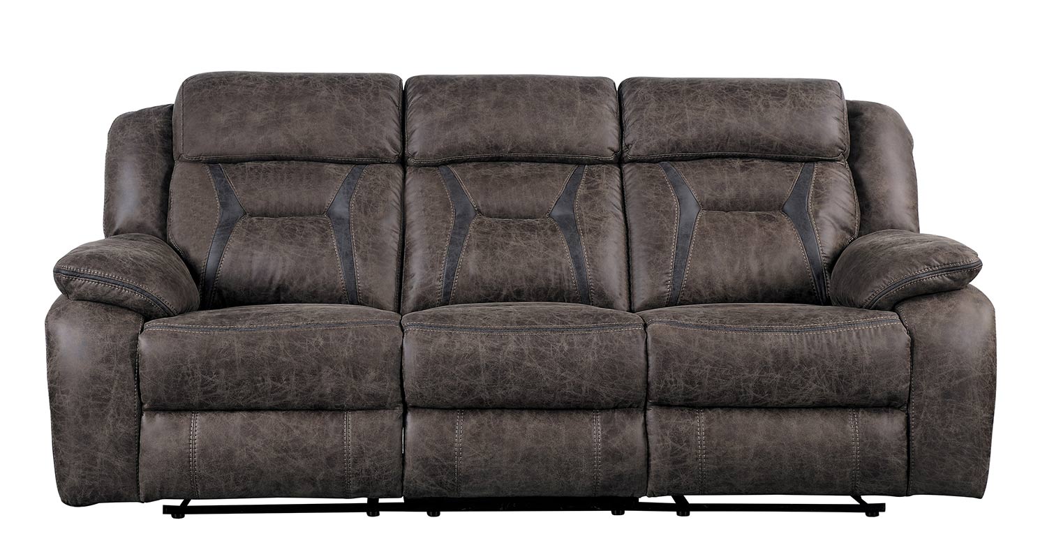 Homelegance Madrona Double Reclining Sofa - Dark brown polished microfiber