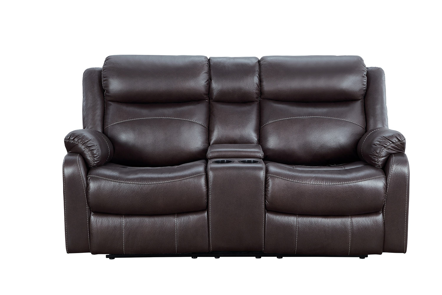 Homelegance Yerba Double Lay Flat Reclining Love Seat With Center Console - Dark Brown