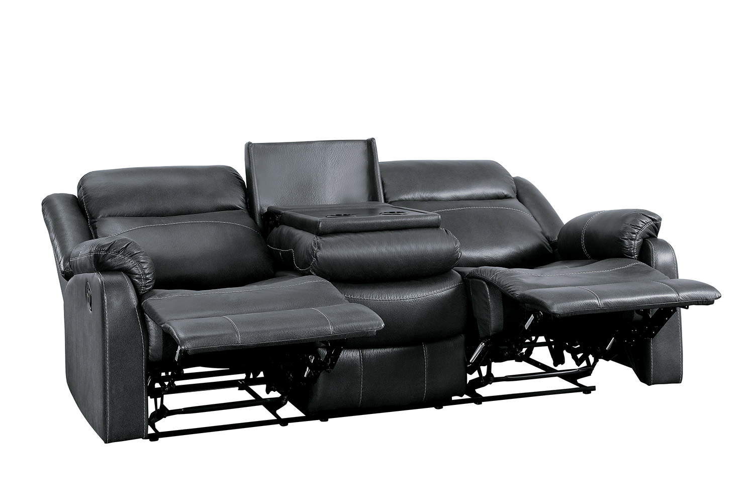 Homelegance Yerba Double Lay Flat Reclining Sofa With Center Drop-Down Cup Holders - Dark Gray
