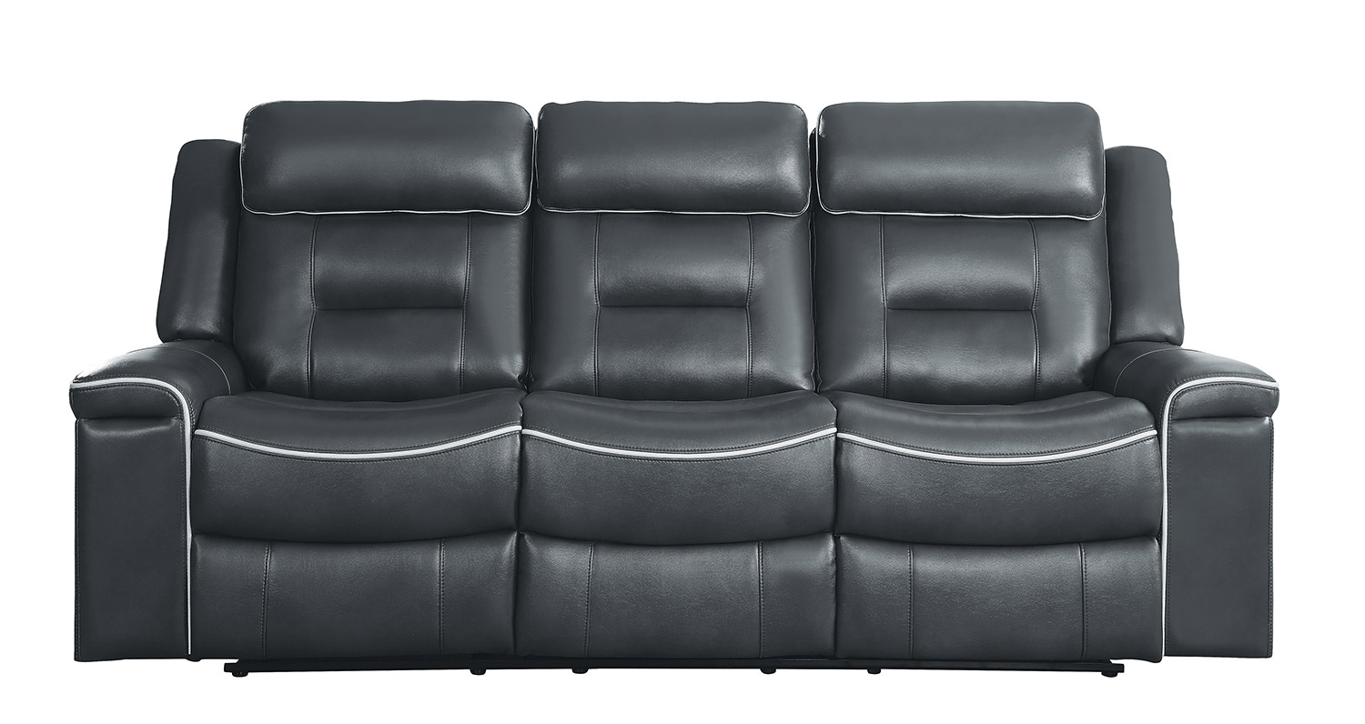 Homelegance Darwan Double Lay Flat Reclining Sofa - Dark Gray