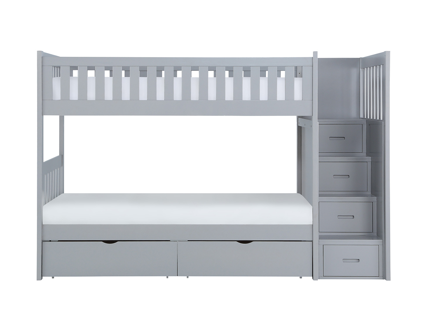 Homelegance Orion Twin over Twin Bunk Bed with Reversible Step Storage - Gray