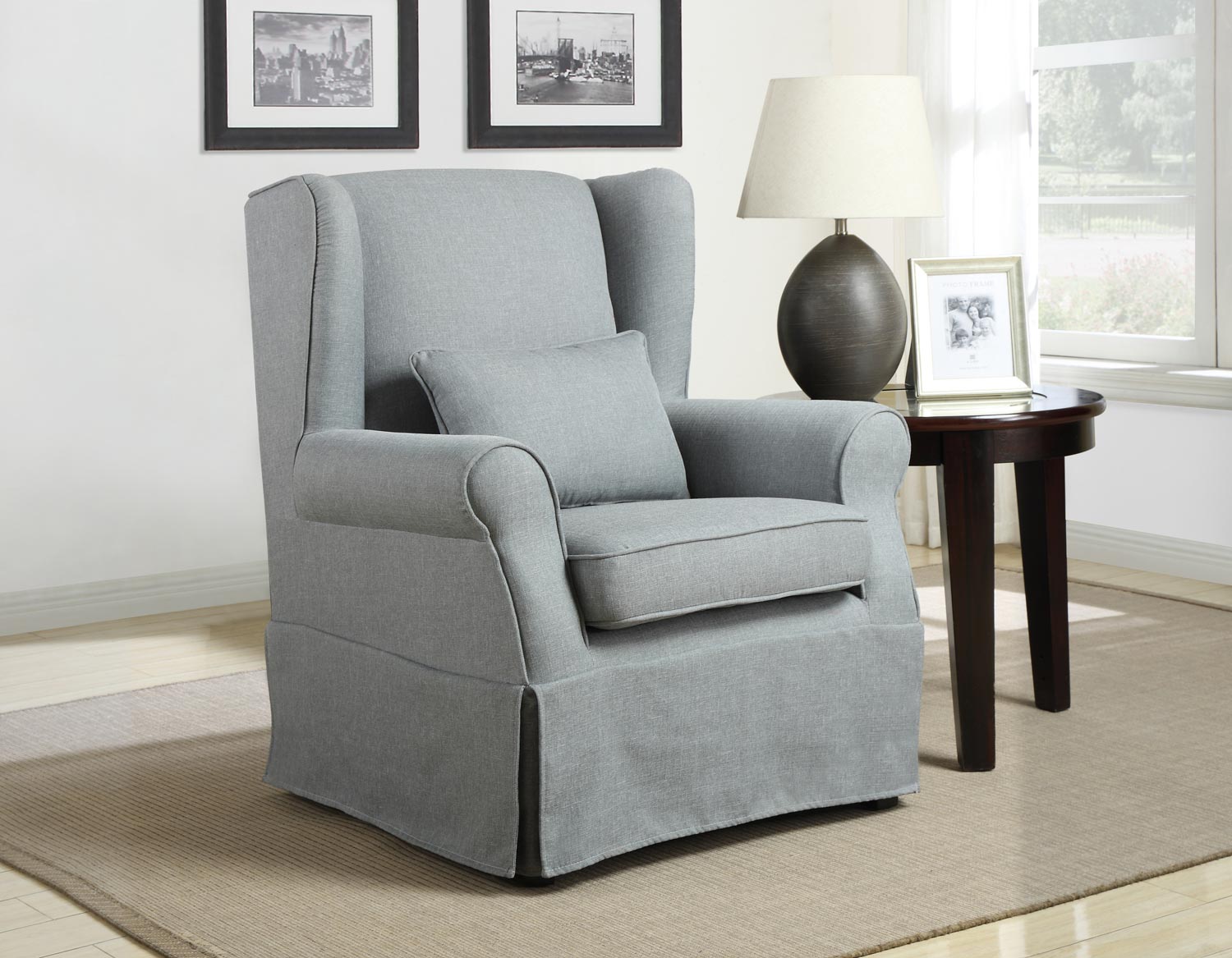 Homelegance Alden Accent Chair with 1 Kidney Pillow - Grey Homelegance Alden Accent Chair with 1 Kidney Pillow - Grey