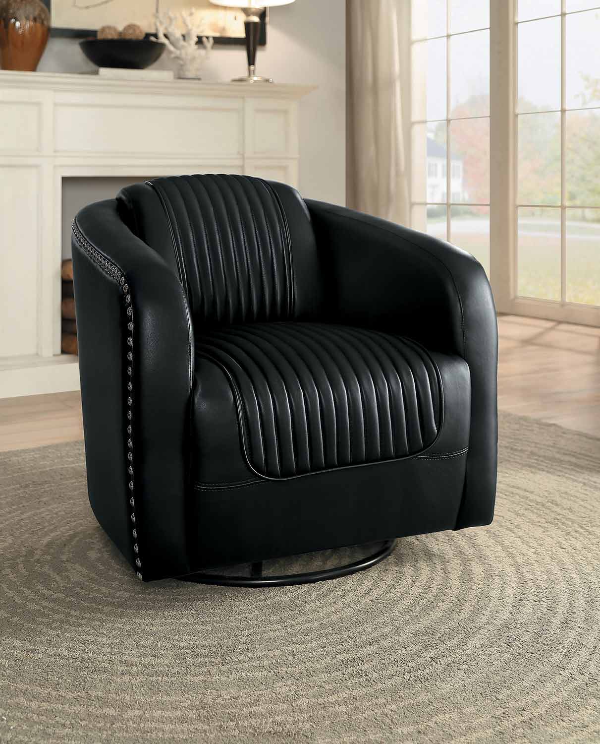 Homelegance Moderne Swivel Chair - Black Bi-Cast Vinyl Homelegance Moderne Swivel Chair - Black Bi-Cast Vinyl