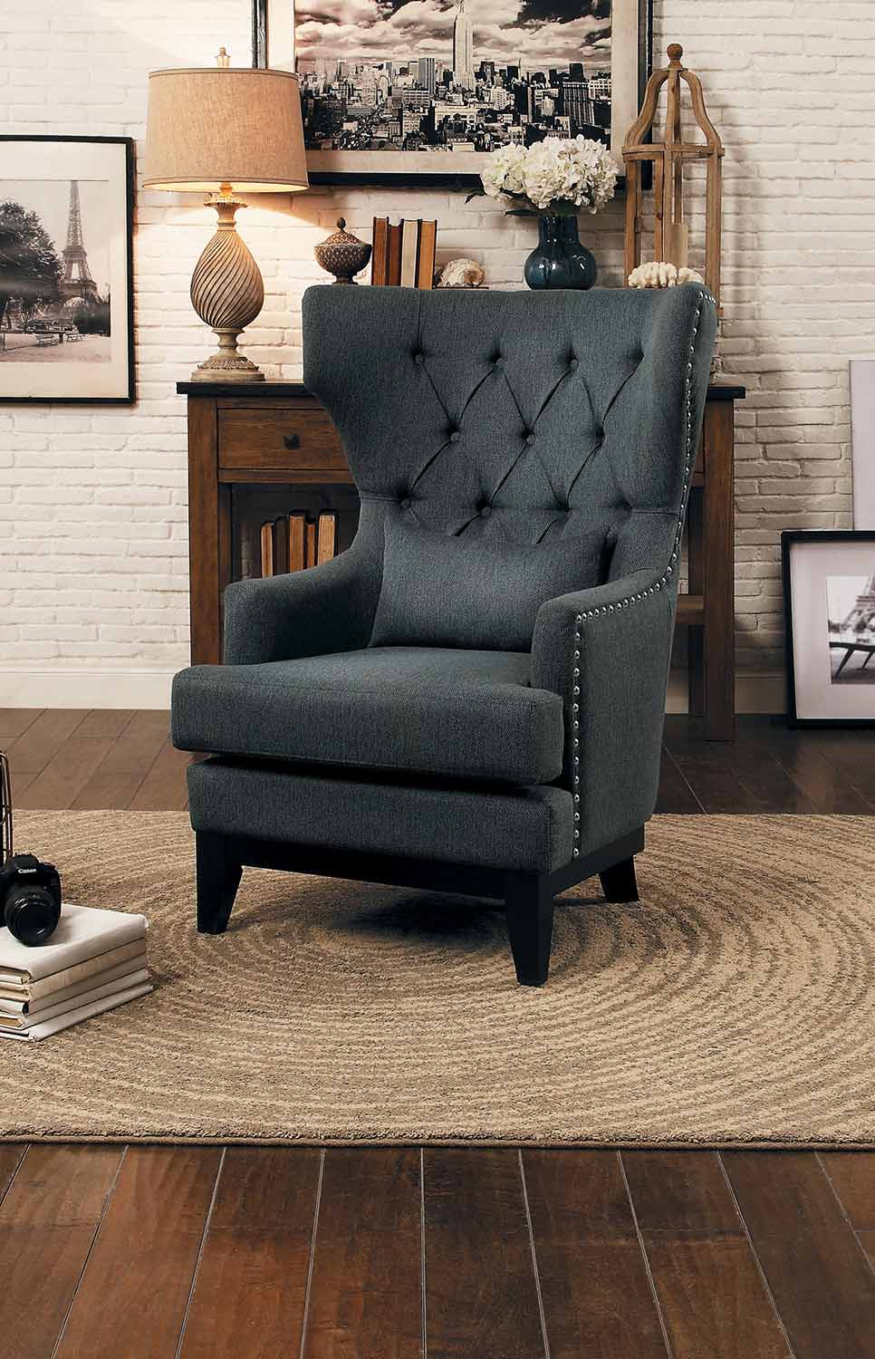 Homelegance Adriano Accent Chair with 1 Kidney Pillow - Gray Homelegance Adriano Accent Chair with 1 Kidney Pillow - Gray