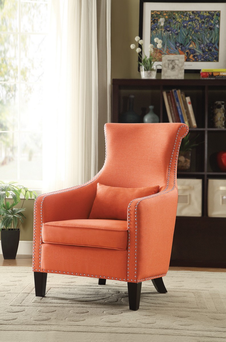 Homelegance Arles Accent Chair with 1 Kidney Pillow - Orange Homelegance Arles Accent Chair with 1 Kidney Pillow - Orange
