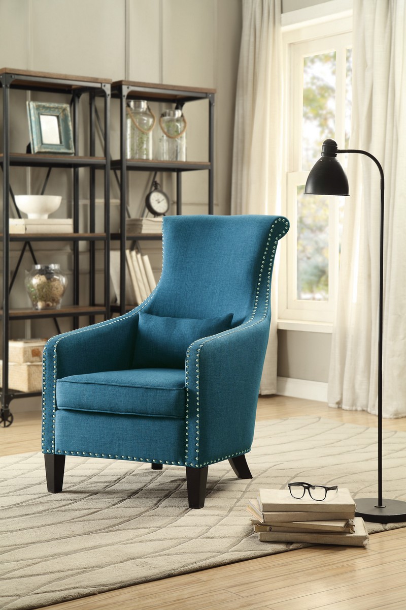 Homelegance Arles Accent Chair with 1 Kidney Pillow - Blue Homelegance Arles Accent Chair with 1 Kidney Pillow - Blue