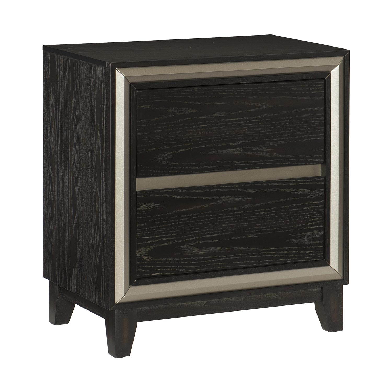 Homelegance Grant Night Stand - Ebony and Silver