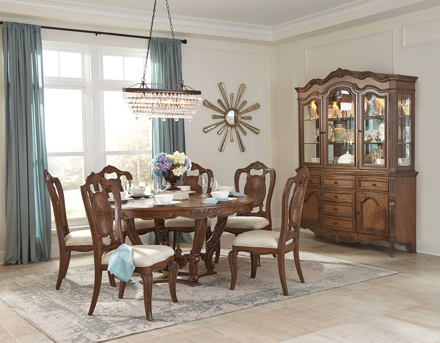 Homelegance Moorewood Park Round Dining Set - Pecan Homelegance Moorewood Park Round Dining Set - Pecan