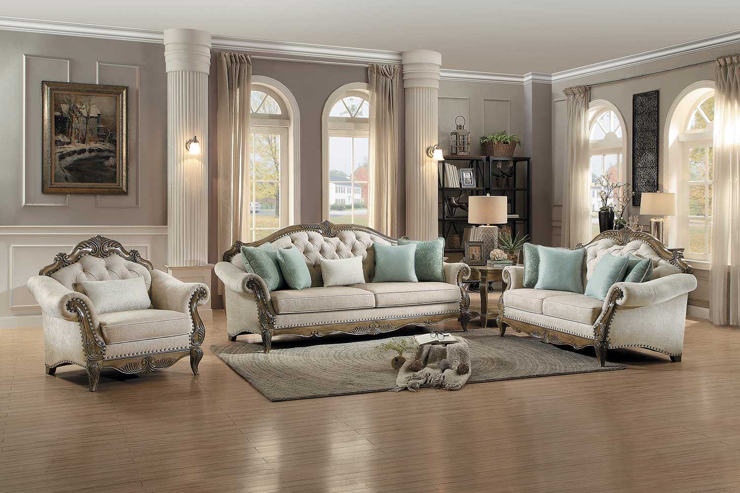 Homelegance Moorewood Park Sofa Set - Natural Tone Fabric Homelegance Moorewood Park Sofa Set - Natural Tone Fabric