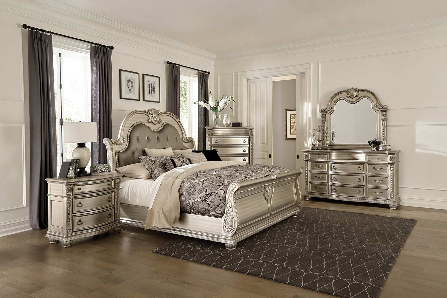 Homelegance Cavalier Bedroom Set - Silver