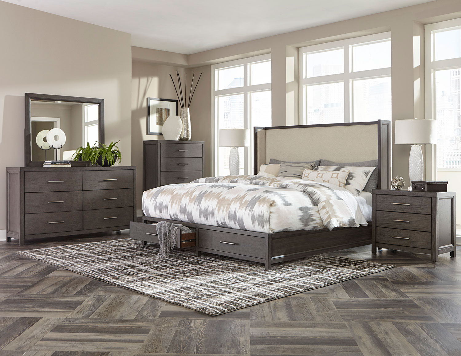 Homelegance Fondren Platform Storage Bedroom Set - Dark Gray/Brown Homelegance Fondren Platform Storage Bedroom Set - Dark Gray/Brown
