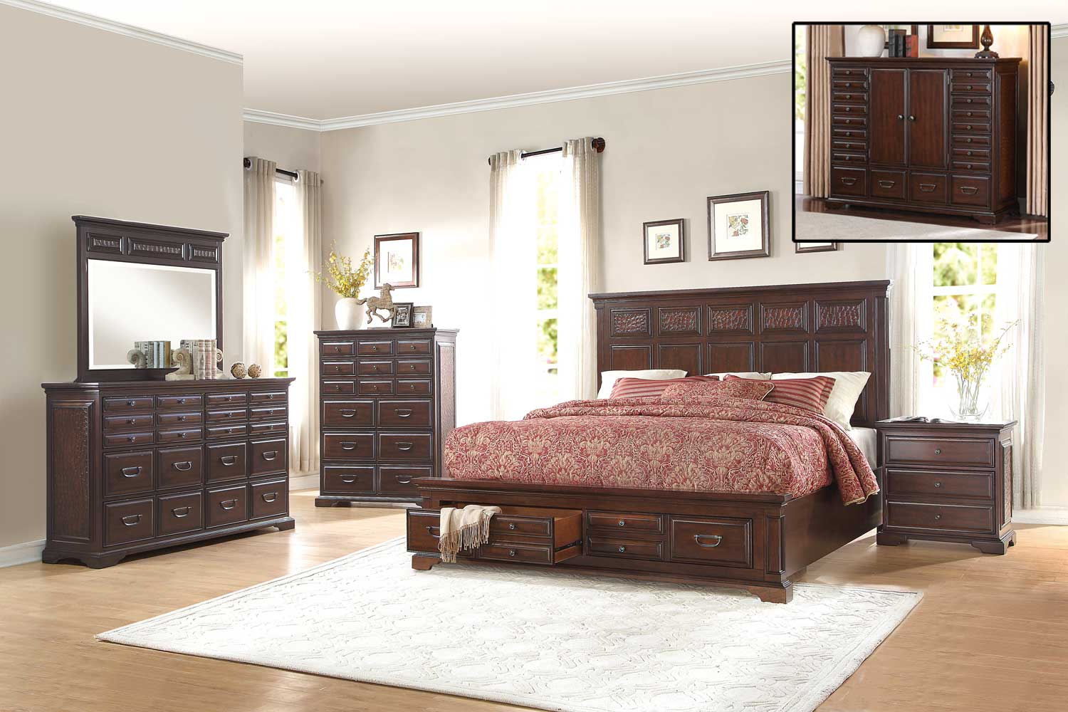 Homelegance Cranfills Bedroom Set - Cherry Homelegance Cranfills Bedroom Set - Cherry