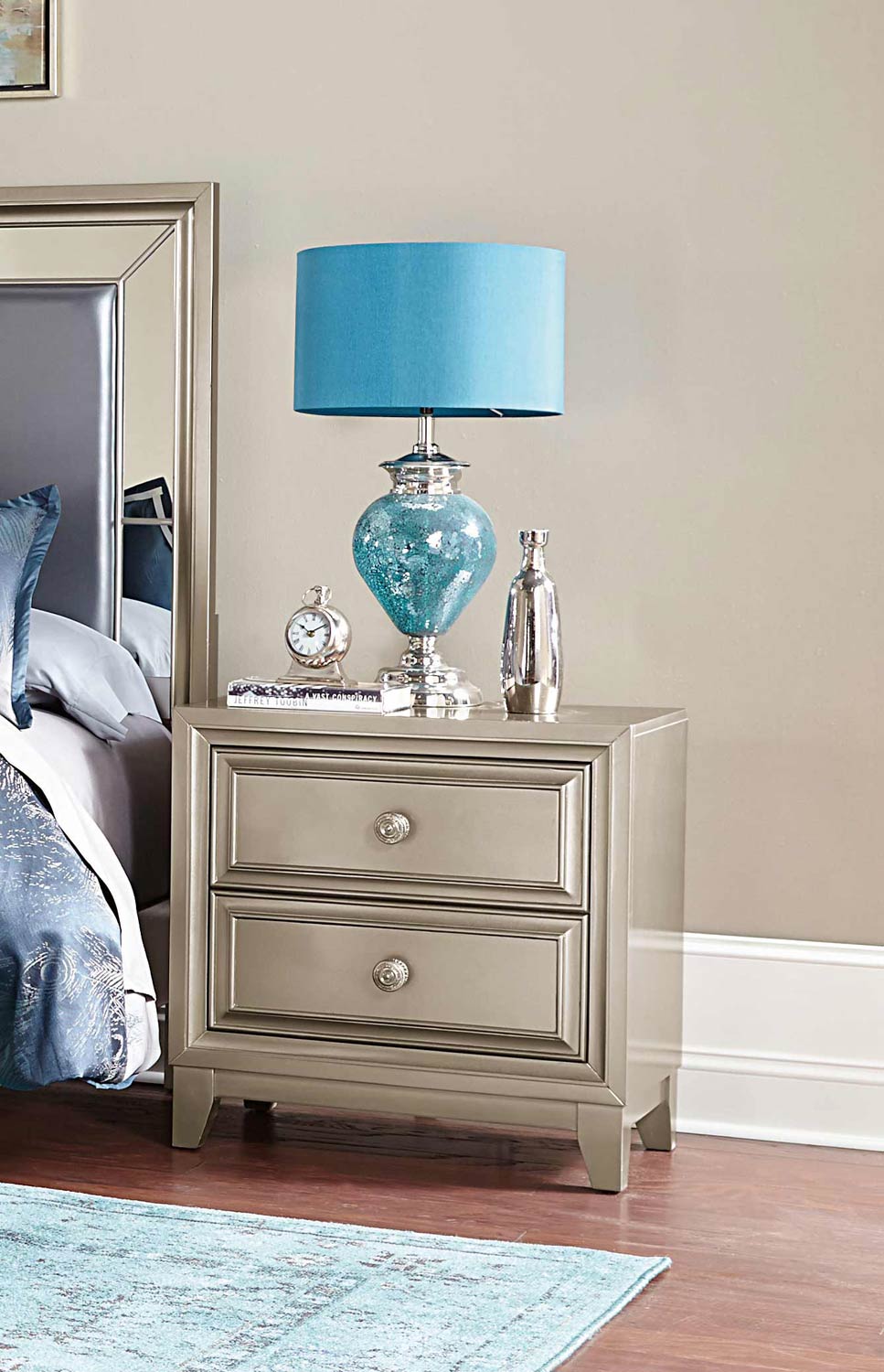Homelegance Hedy Night Stand - Silver Homelegance Hedy Night Stand - Silver
