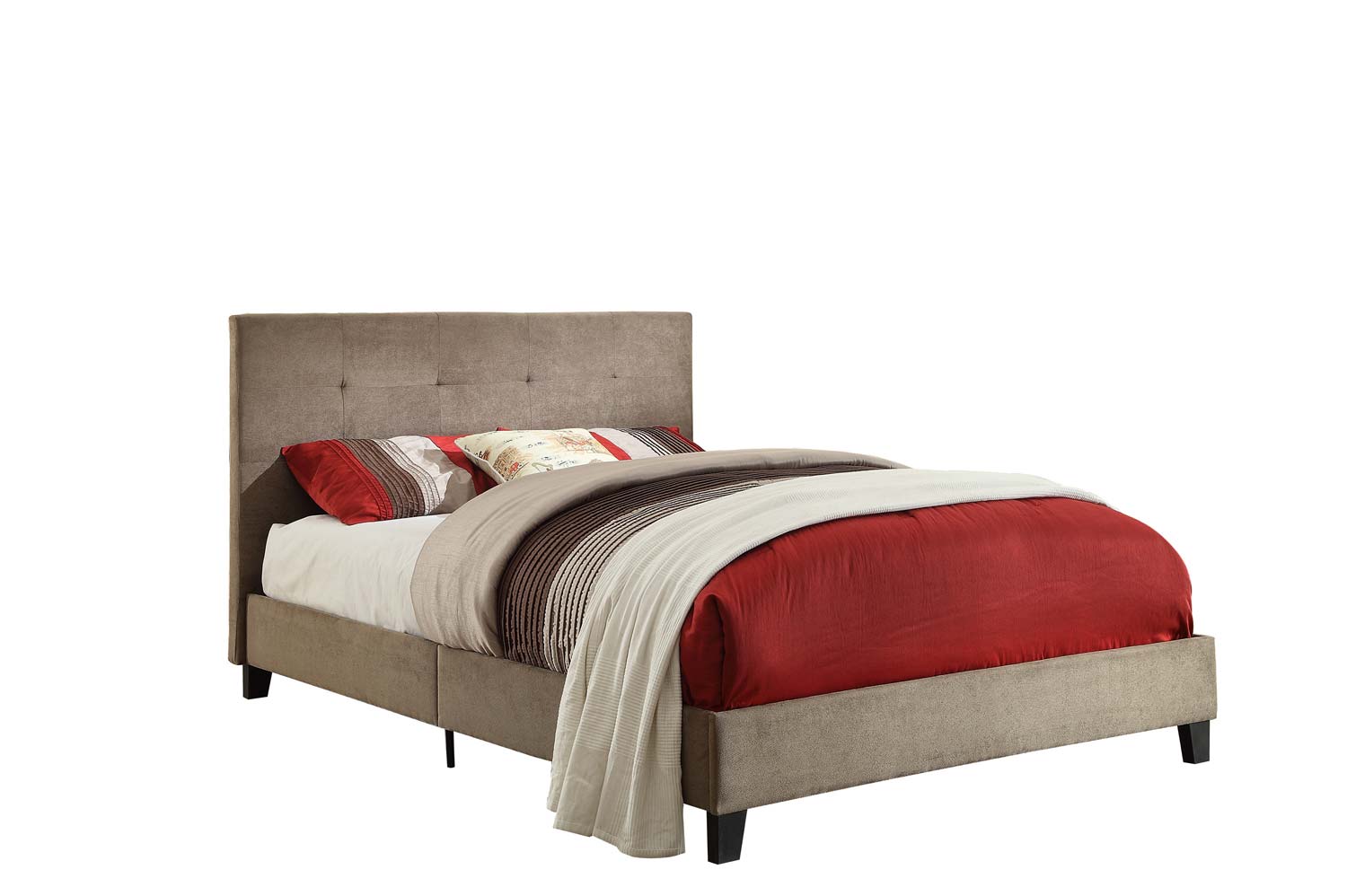 Homelegance Brice Upholstered Platform Bed - Brown