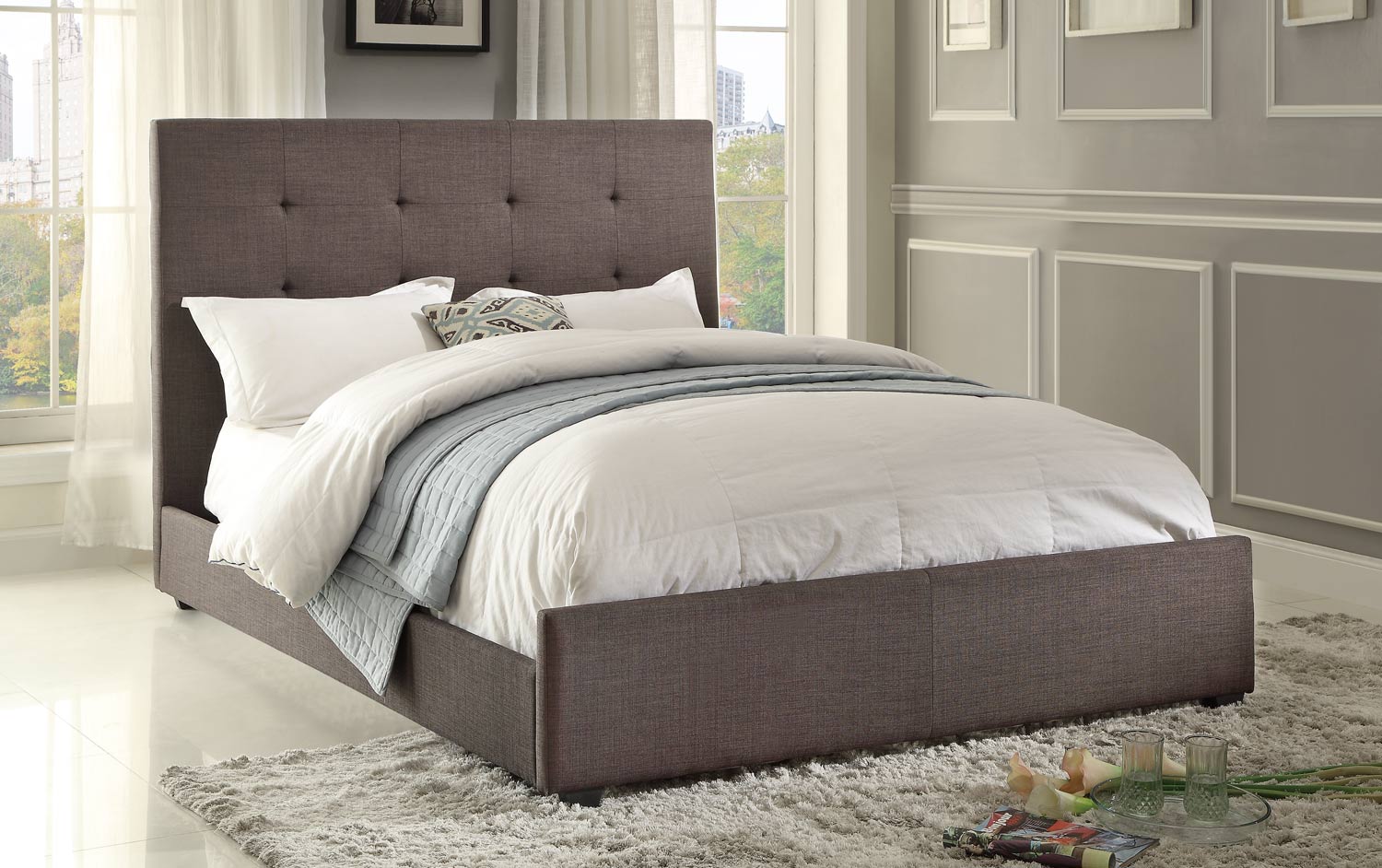 Homelegance Cadmus Upholstered Bed - Dark Grey