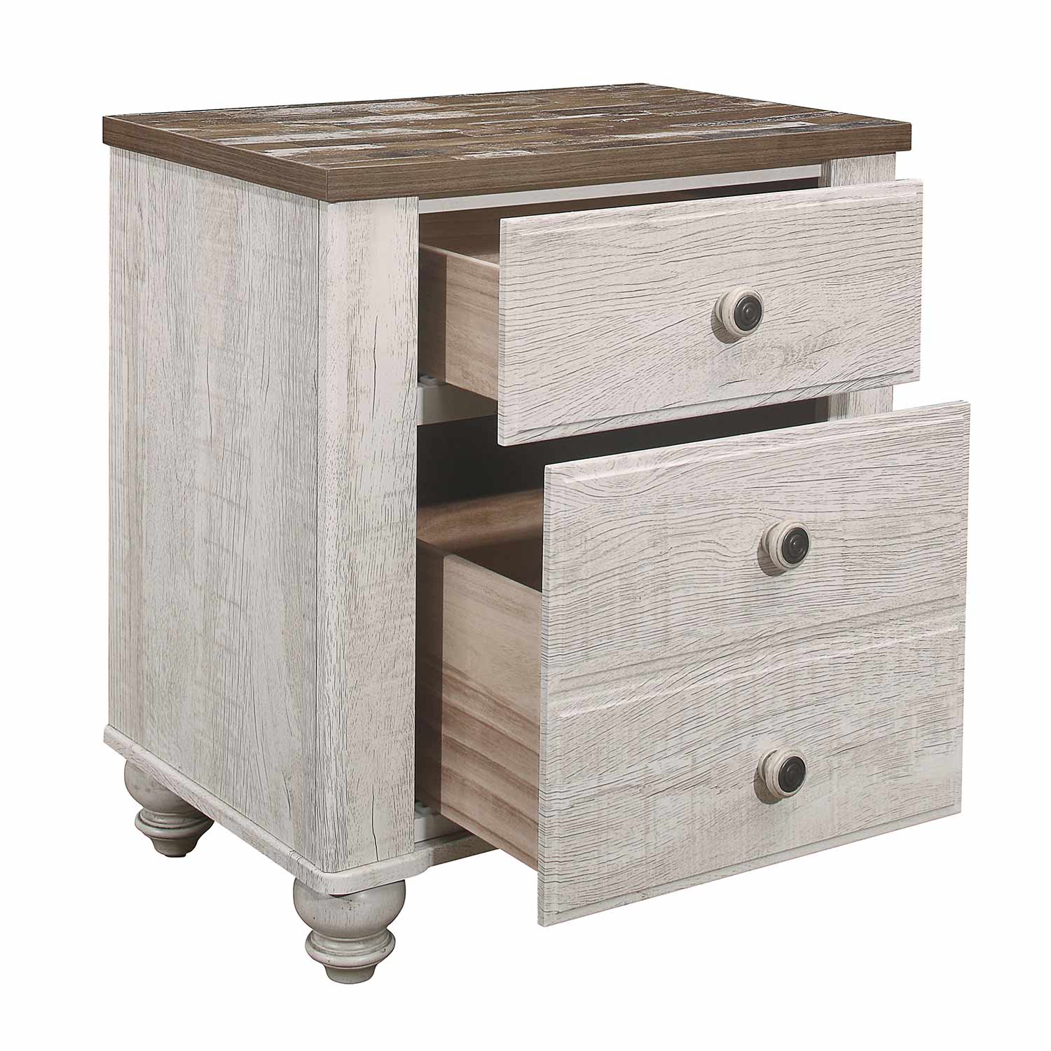 Homelegance Nashville Night Stand - Antique White and Brown