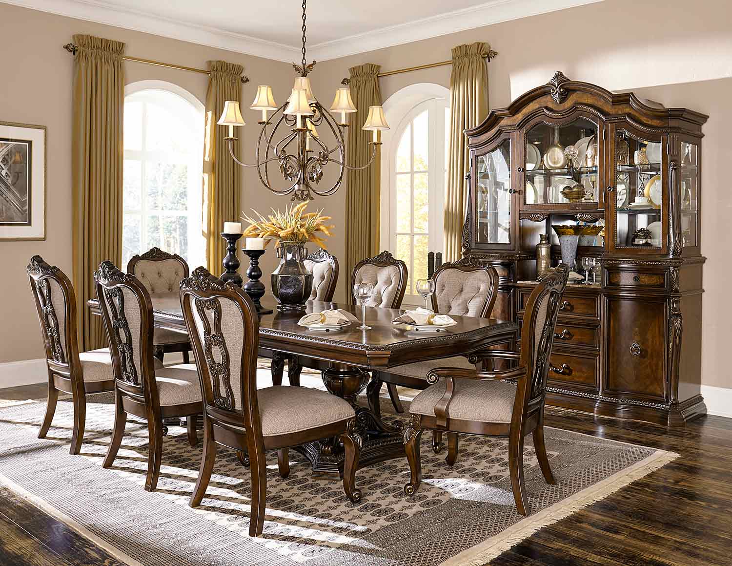 Homelegance Bonaventure Park Dining Set - Gold-Highlighted Cherry Homelegance Bonaventure Park Dining Set - Gold-Highlighted Cherry