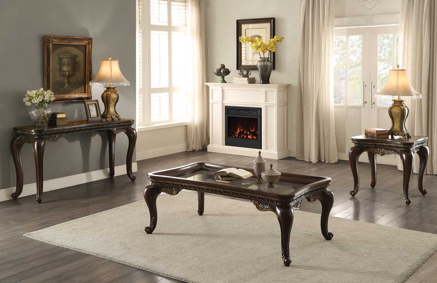 Homelegance Bonaventure Cocktail/Coffee Table Set - Cherry Homelegance Bonaventure Cocktail/Coffee Table Set - Cherry