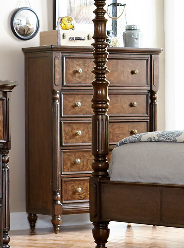 Homelegance Verlyn Chest - Cherry with Burl Accents Homelegance Verlyn Chest - Cherry with Burl Accents