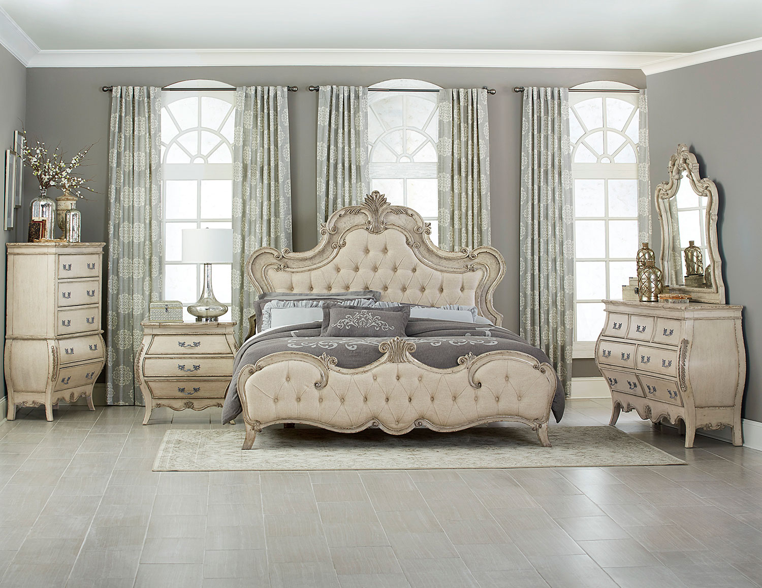 Homelegance Elsmere Button Tufted Upholstered Bedroom Set - Antique Gray Homelegance Elsmere Button Tufted Upholstered Bedroom Set - Antique Gray
