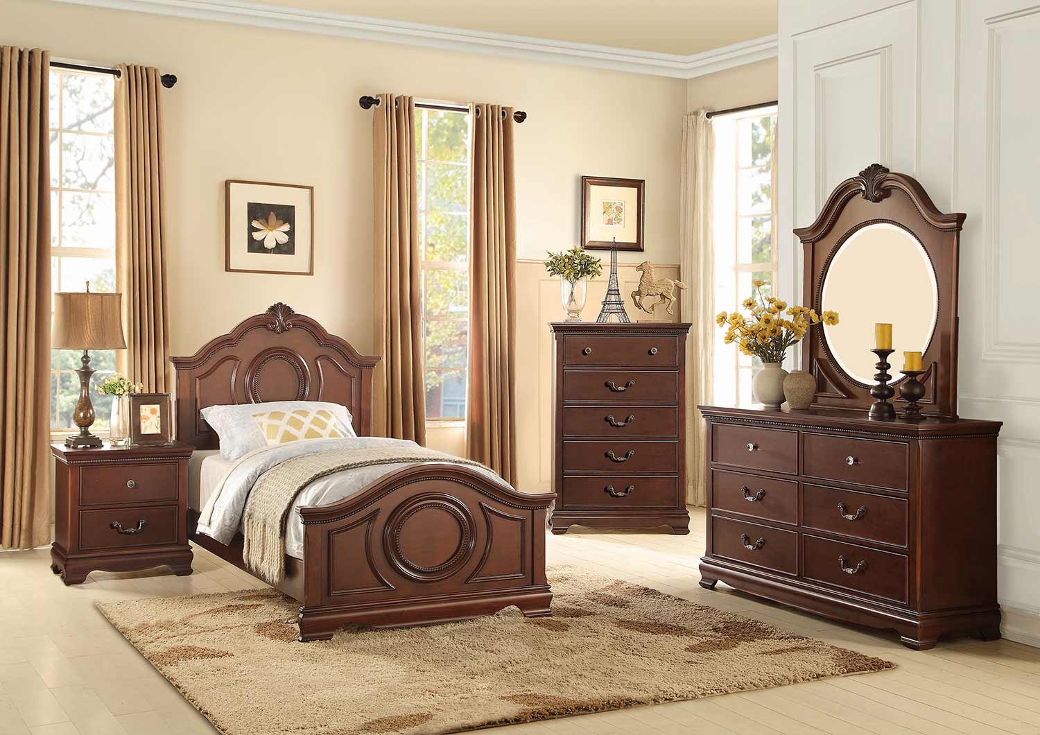 Homelegance Lucida Bedroom Set - Cherry Homelegance Lucida Bedroom Set - Cherry