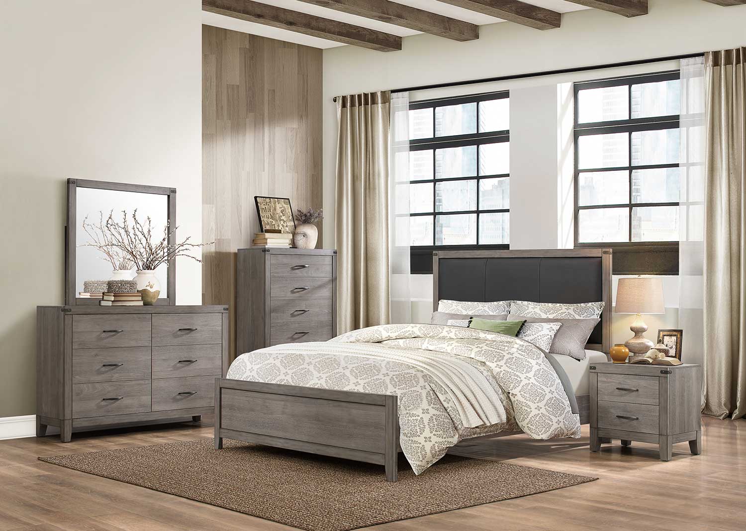 Homelegance Woodrow Bedroom Set - Weathered - Black Bi-cast Vinyl Homelegance Woodrow Bedroom Set - Weathered - Black Bi-cast Vinyl