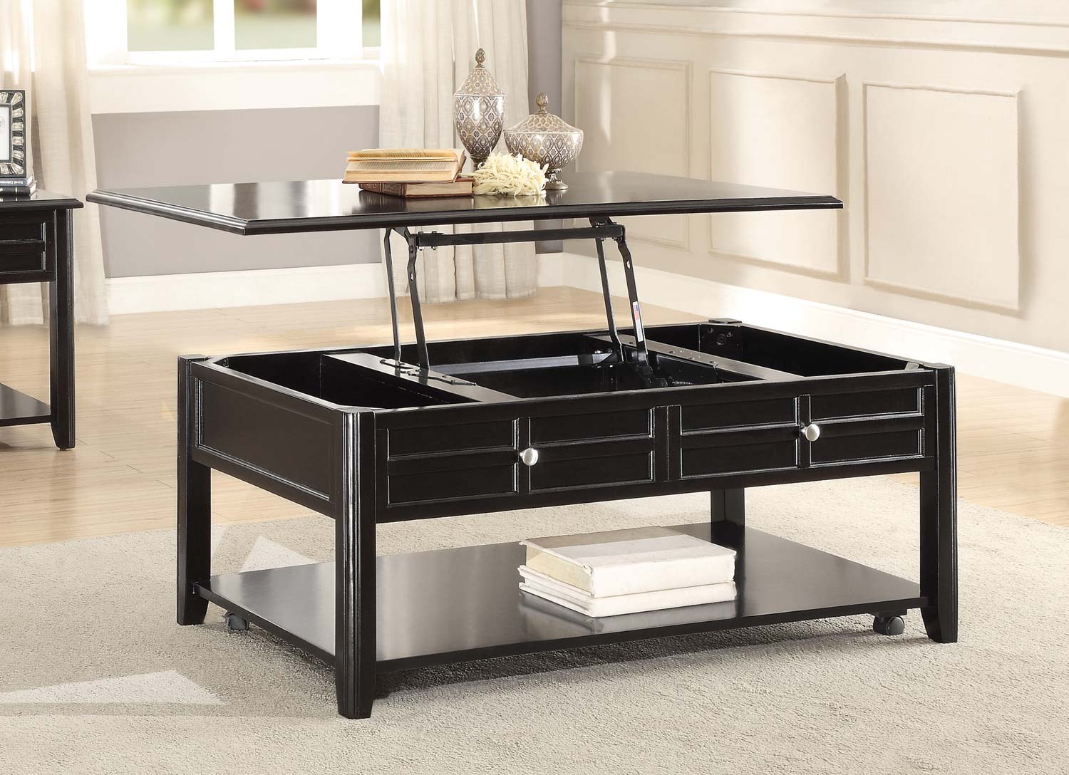 Homelegance Carrier Cocktail Table with Lift Top on Casters - Dark Espresso