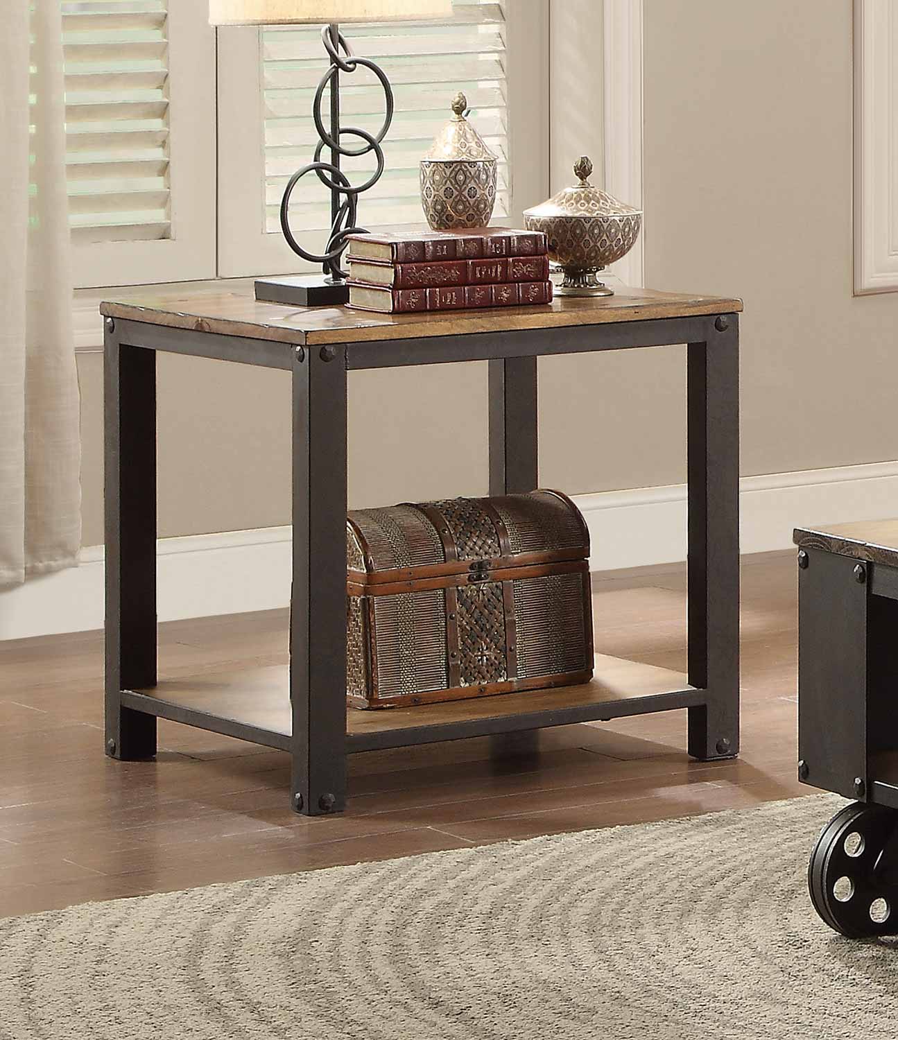 Homelegance Leandra End Table - Wood Table Top with Metal Framing Homelegance Leandra End Table - Wood Table Top with Metal Framing