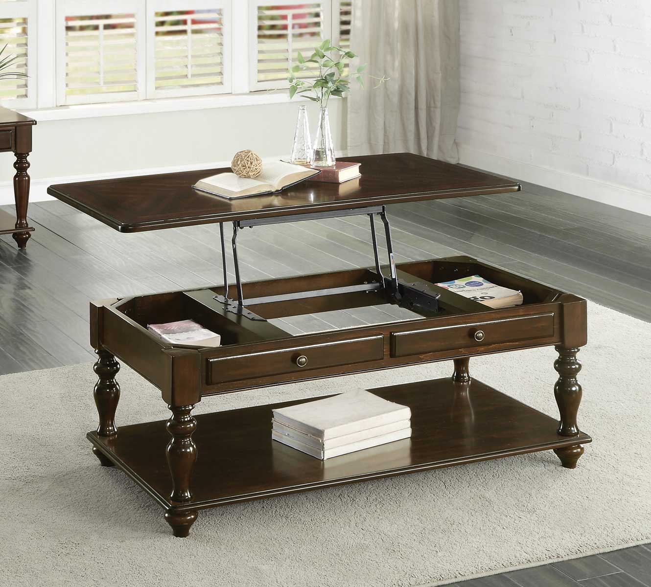 Homelegance Lovington Cocktail Table with Lift Top on Casters - Espresso