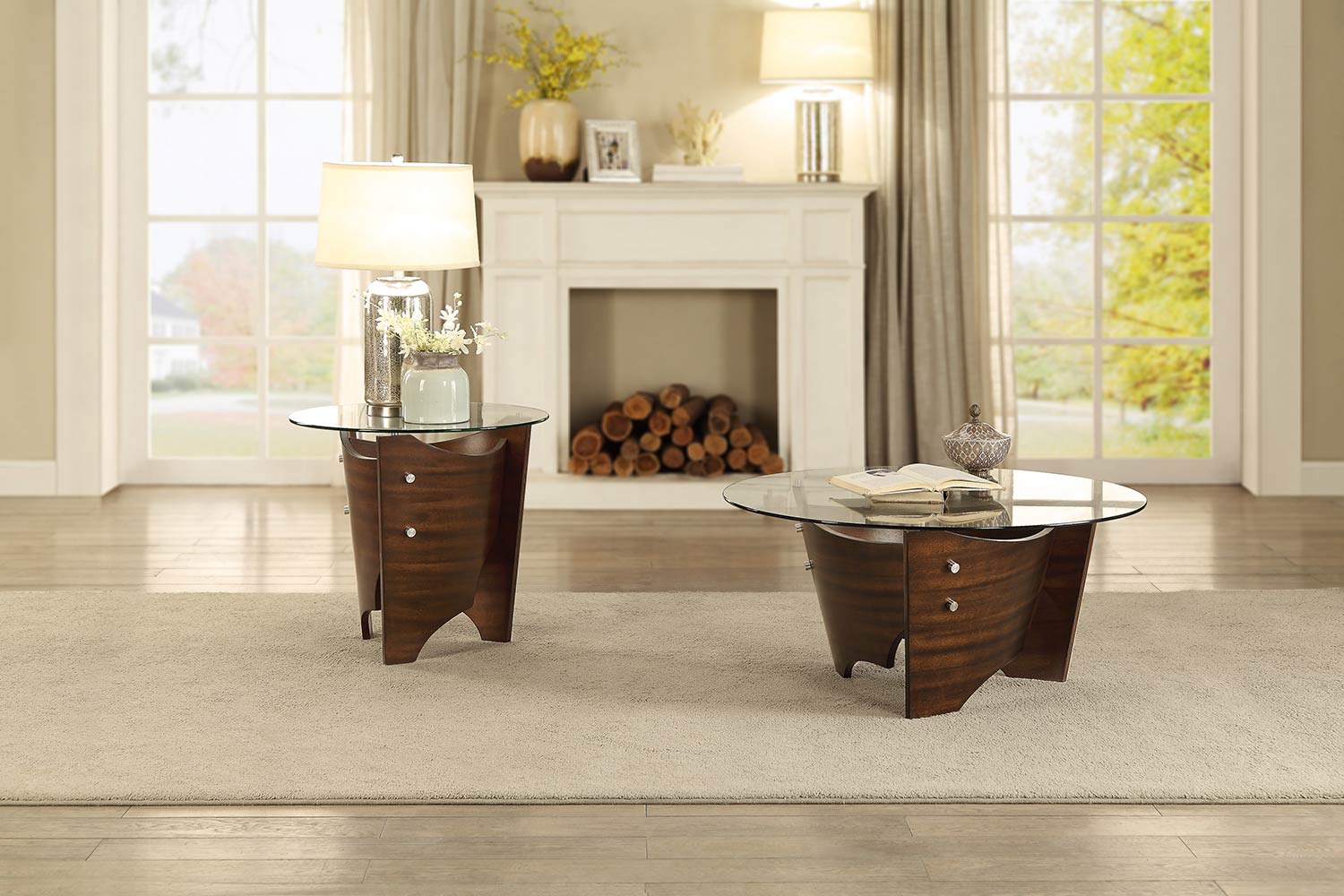 Homelegance Laszlo Round Coffee/Cocktail Table Set Homelegance Laszlo Round Coffee/Cocktail Table Set