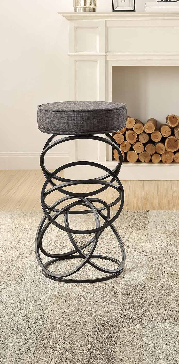 Homelegance Yara Upholstered Bar Stool - Metal Base - Gray Fabric Homelegance Yara Upholstered Bar Stool - Metal Base - Gray Fabric