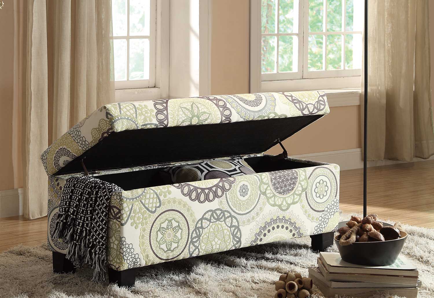 Homelegance Claire Lift Top Storage Bench - Floral Fabric Homelegance Claire Lift Top Storage Bench - Floral Fabric