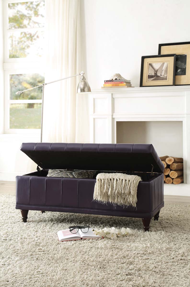 Homelegance Afton Lift Top Storage Bench - Purple Bi-Cast Vinyl Homelegance Afton Lift Top Storage Bench - Purple Bi-Cast Vinyl