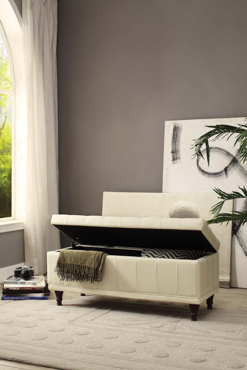 Homelegance Afton Lift Top Storage Bench - Taupe Bi-Cast Vinyl Homelegance Afton Lift Top Storage Bench - Taupe Bi-Cast Vinyl