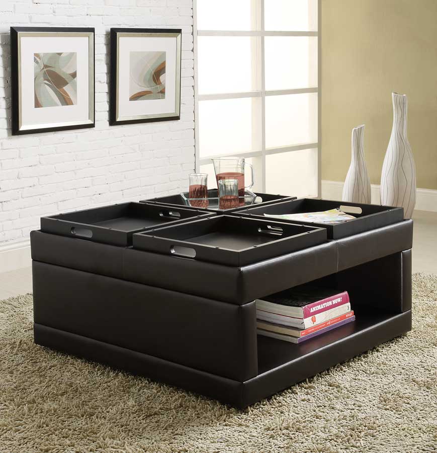 Homelegance Fleming Cocktail Ottoman with 4 Trays Homelegance Fleming Cocktail Ottoman with 4 Trays