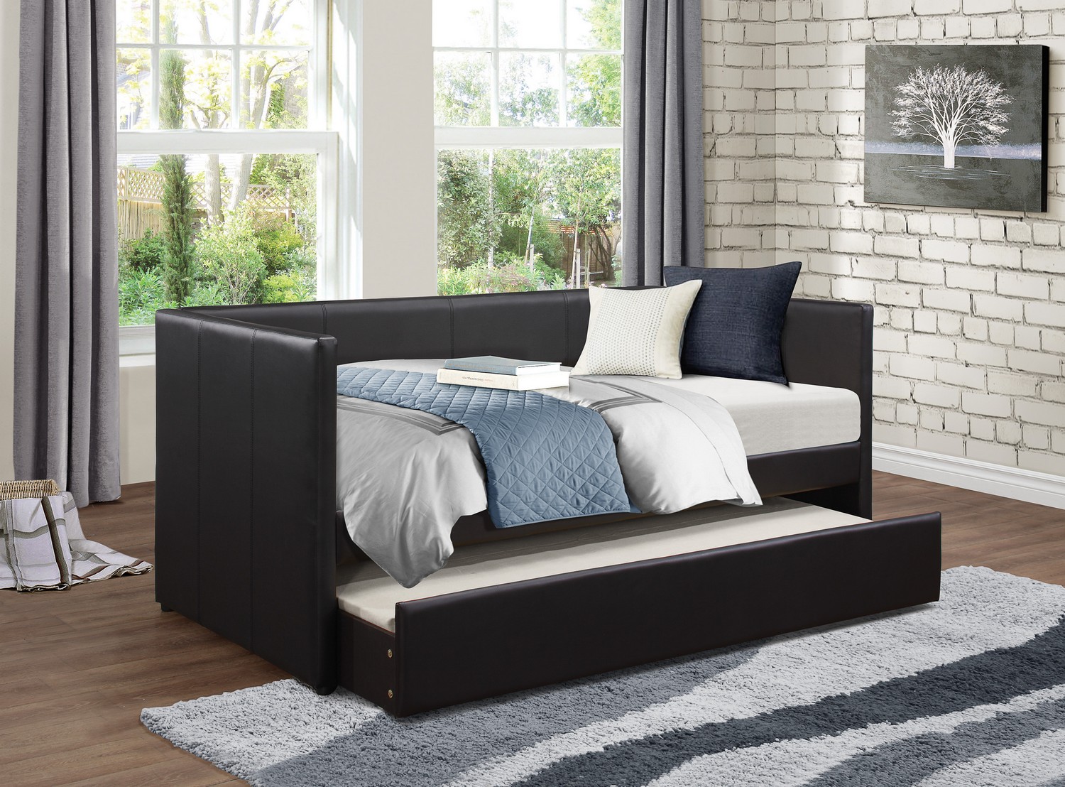 Homelegance Andra Daybed with Trundle - Black Homelegance Andra Daybed with Trundle - Black